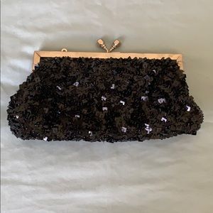 black sequined mini purse